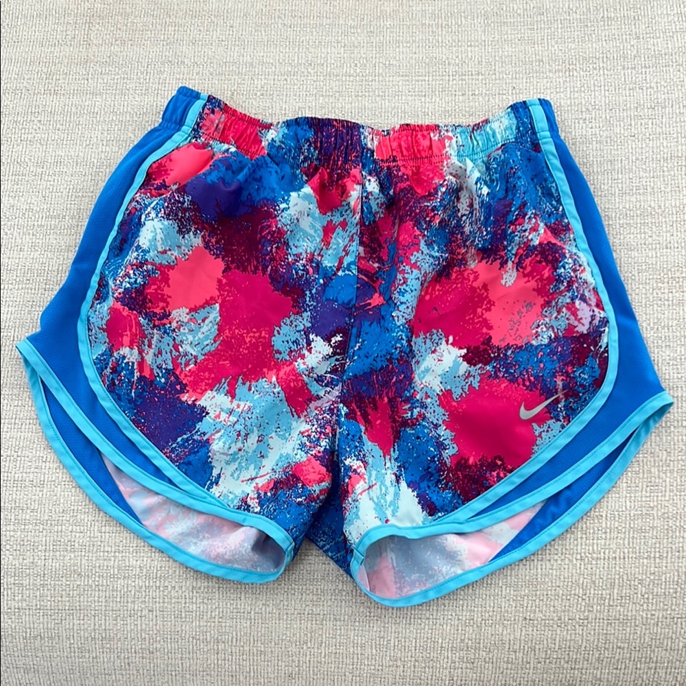 Nike Blue and Pink Athletic Shorts with Retro Design